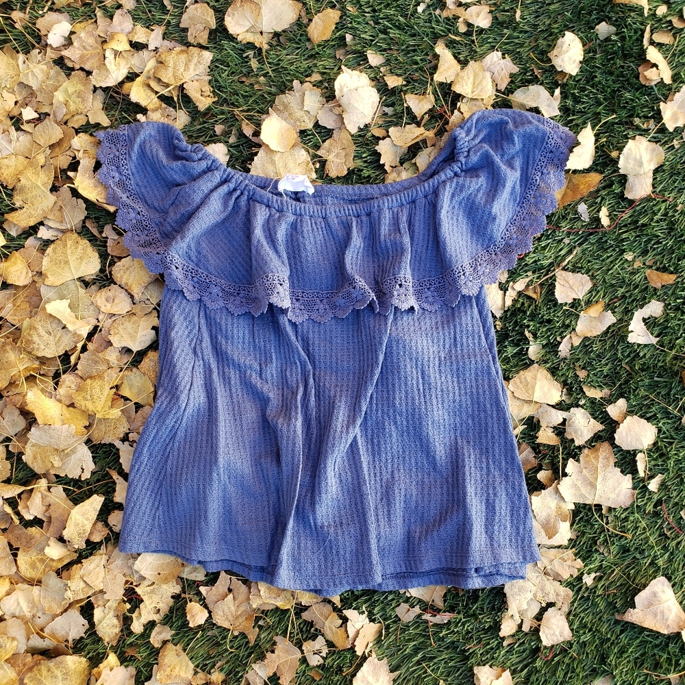 Girls Cloud Chaser Off shoulder Waffle Thermal Top